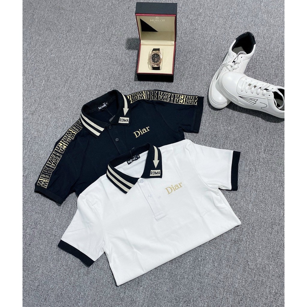 Áo thun nam polo cao cấp có cổ tay ngắn phối họa tiết vải cotton co dãn mẫu mới nhất AHFASHION | BigBuy360 - bigbuy360.vn