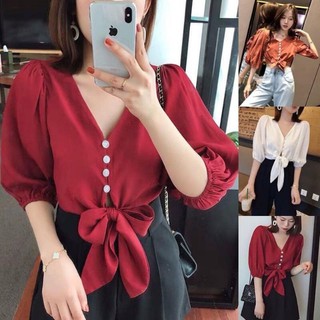 Áo Croptop tay bồng cột dây