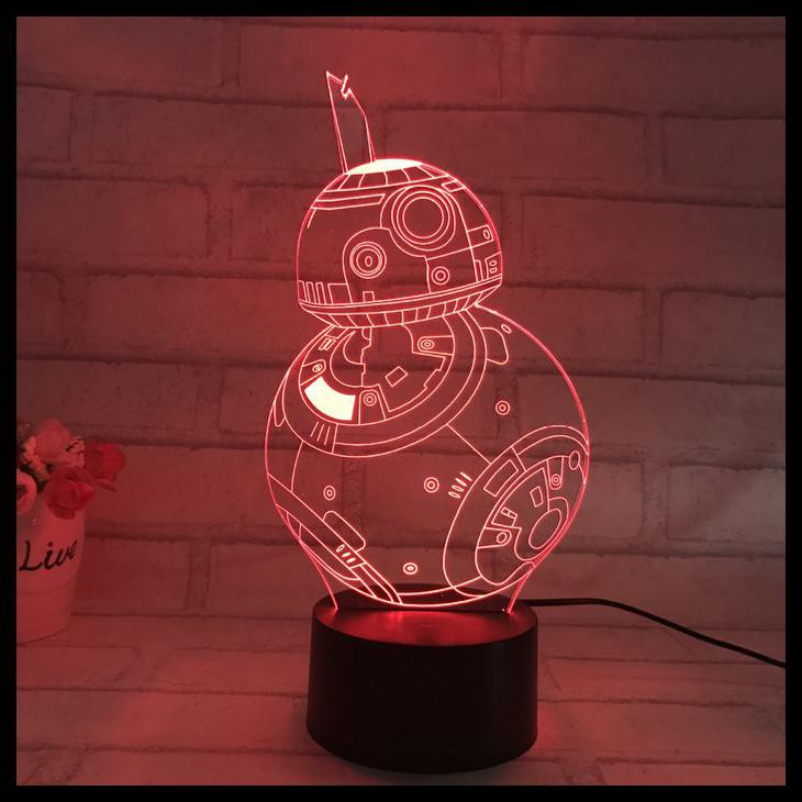 Đèn Led 3d Hình Star Wars Bb8 Bb 8 Poe Droid Hologram