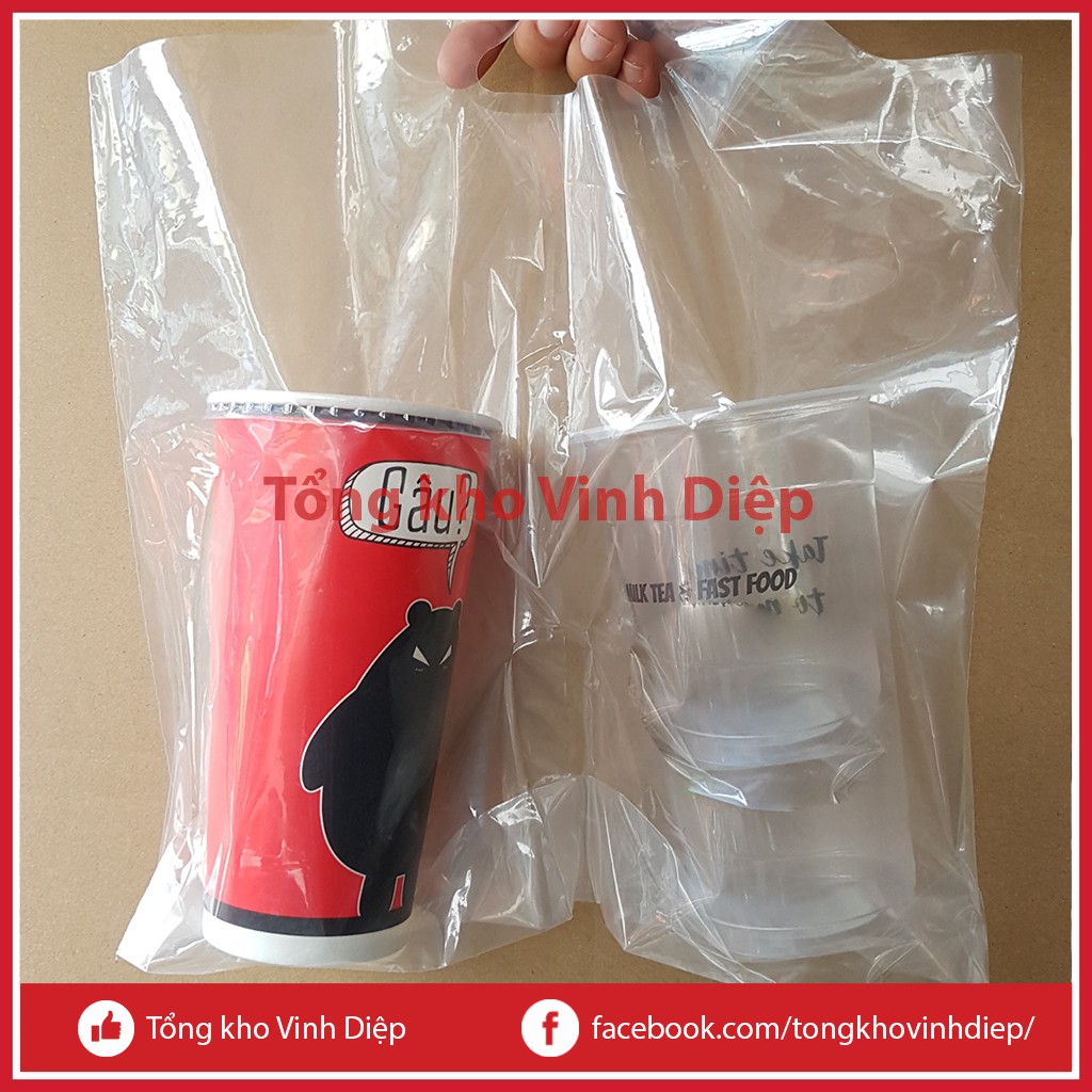 Túi đựng trà sữa 2 ngăn, túi cốc đôi 2 ly cà phê 31x27cm