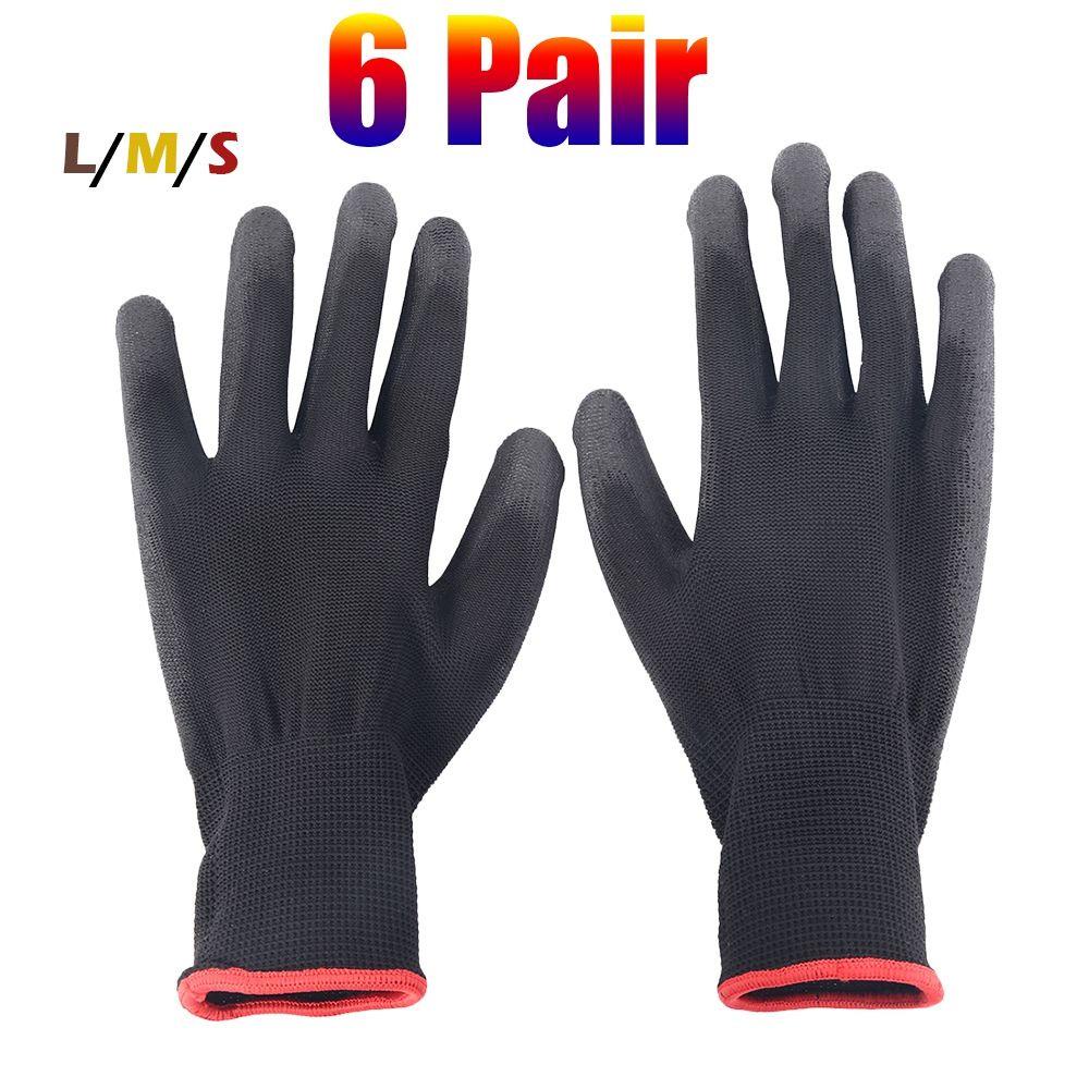 Set 6 Đôi Găng Tay Bảo Hộ Lao Động Phủ Lớp Phủ Màu Đen Malcom