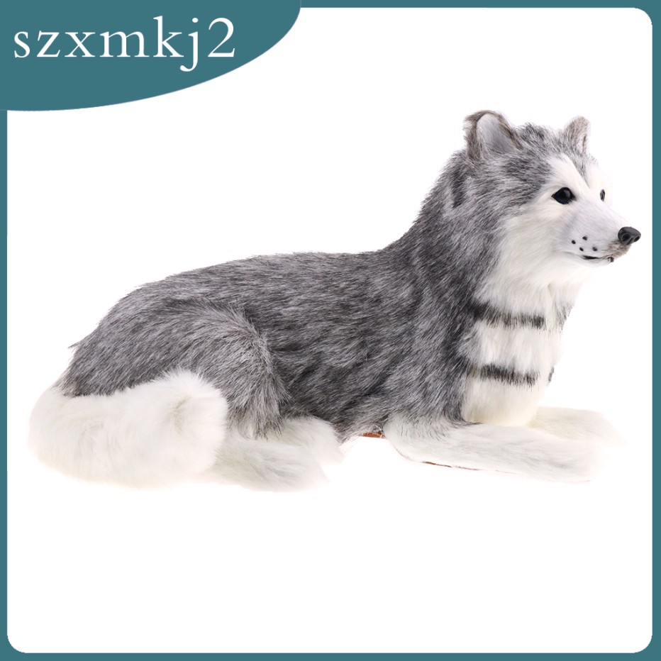 Mô Hình Chú Chó Husky Bằng Lông Nhân Tạo Dễ Thương Dùng Trang Trí Nhà Cửa 2