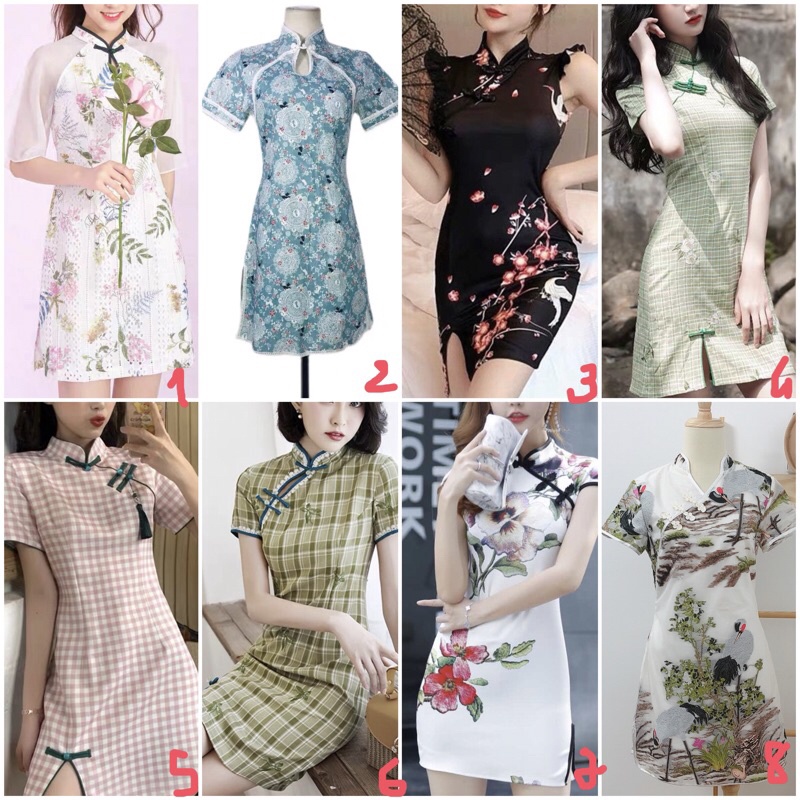 Sườn xám tôn body quý phái chanh xả