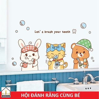 Decal dán tường HỘI BẠN ĐÁNH RĂNG (MS010) - Trang trí Toilet