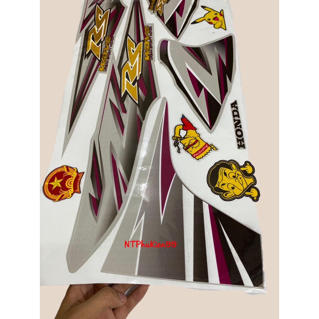 Tem Wave RS Ghép Crom lên cho 50cc -100 - 110 Siêu Đẹp - Màu Tím