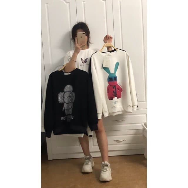 Áo nỉ hình thỏ dáng giấu quần hàng Quảng Châu, áo nỉ hình thỏ , from rộng rãi, áo đôi siêu đáng yêu | BigBuy360 - bigbuy360.vn