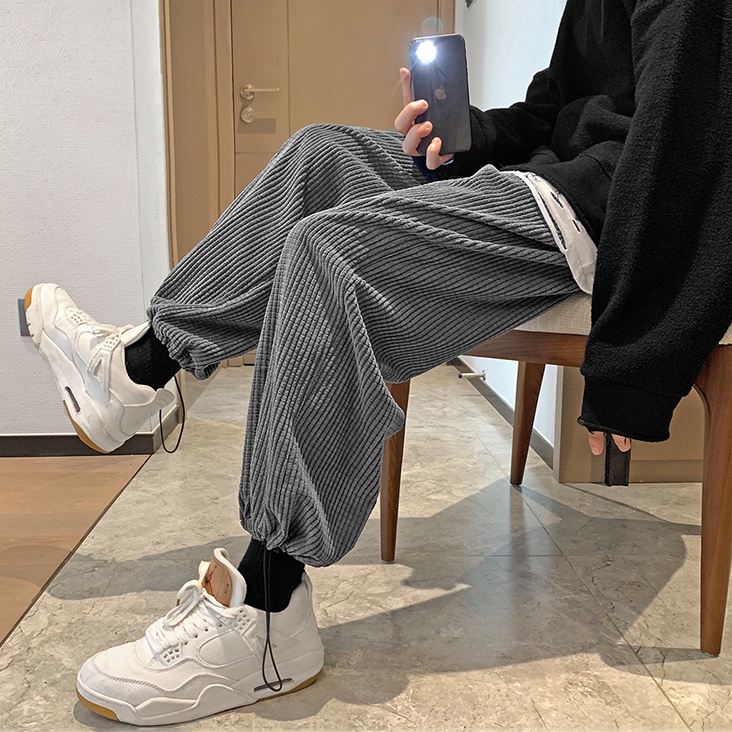 Quần jogger nỉ - MayLinh shop -Quần Sweatpants Jogger dây rút bo ống chun nỉ tổ ong unisex form rộng phong cách Hàn Quốc