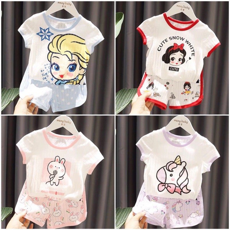 Bộ cộc tay cotton đục lỗ siêu mát hàng quảng châu cao cấp cho bé hè 2021 ms701107