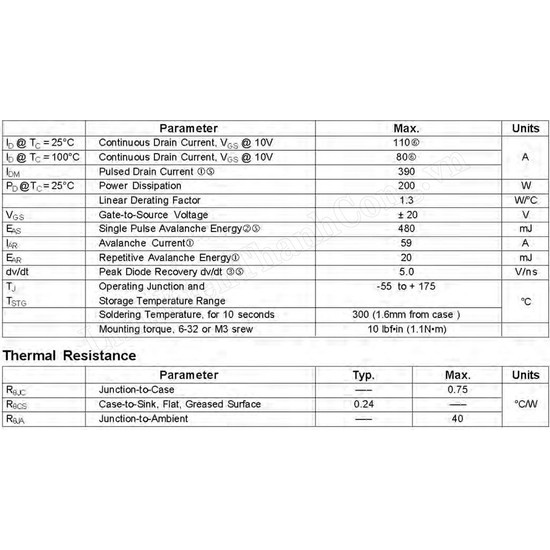 IRFP064N MOSFET N-CH 110A 55V Tháo Máy