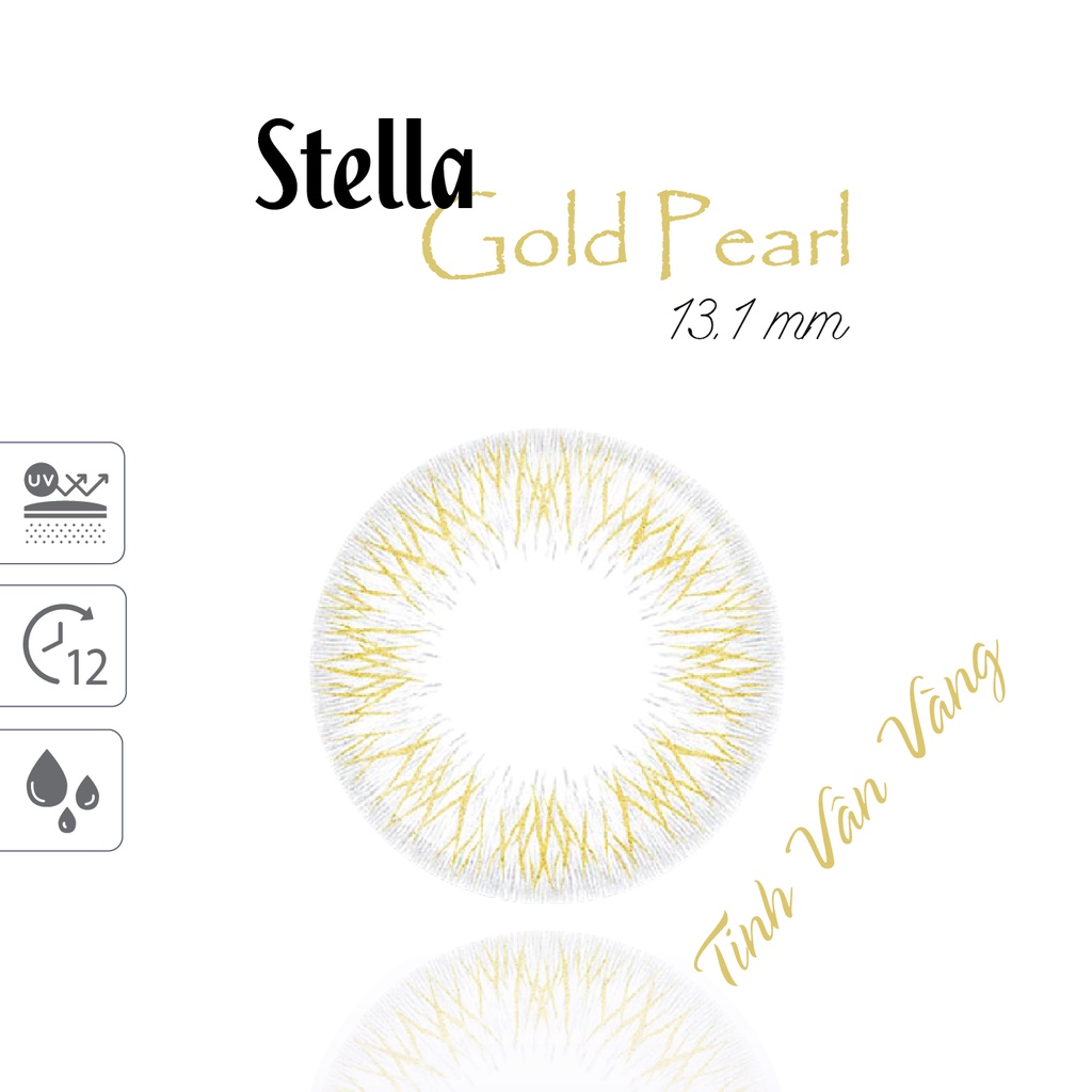 Lens Mắt Cận 1 Tháng Nhũ Vàng Stella Gold Pearl ANN365, Chống Tia UV Đeo 12h