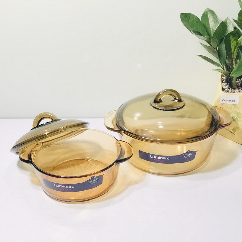 Bộ 2 nồi thủy tinh Luminarc Amberline Vitro Granite 1.5L & 2L