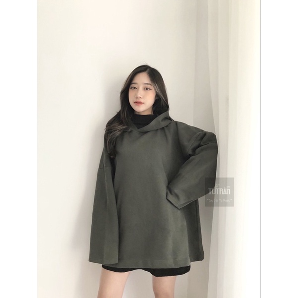 Áo nỉ bông mũ rộng túi sườn hoodie