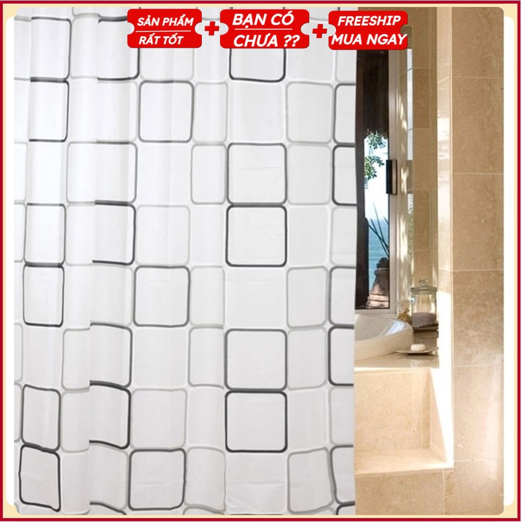 Rèm Cửa Nhà Tắm Loại 9 Móc 1.8 x1.8 m - Họa Tiết Ô Vuông