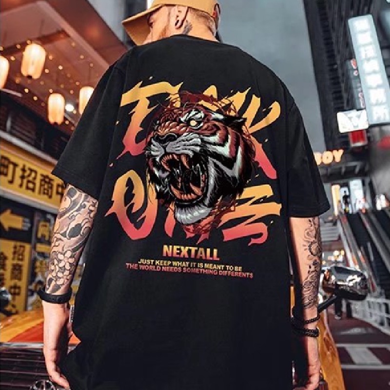 Áo Thun Tay Ngắn Dáng Rộng In Họa Tiết Phong Cách Hip Hop Hàn Quốc Thời Trang Cho Nam Size M-8XL