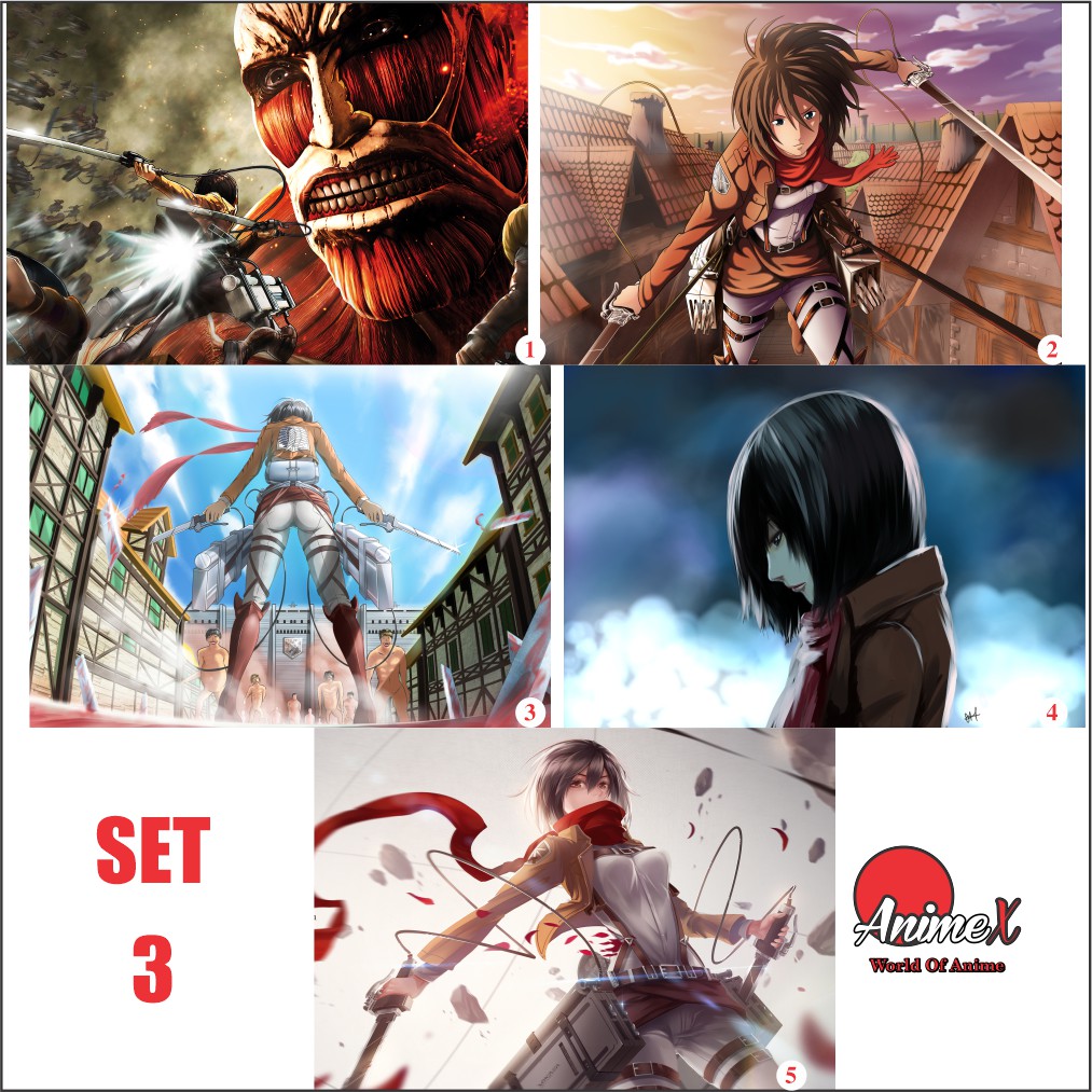 Set 5 Tấm Poster A3 Anime Attack On Titan - Đại Chiến Người Khổng Lồ - Shingeki no Kyojin - Áp Phích Dán Tường By AnimeX