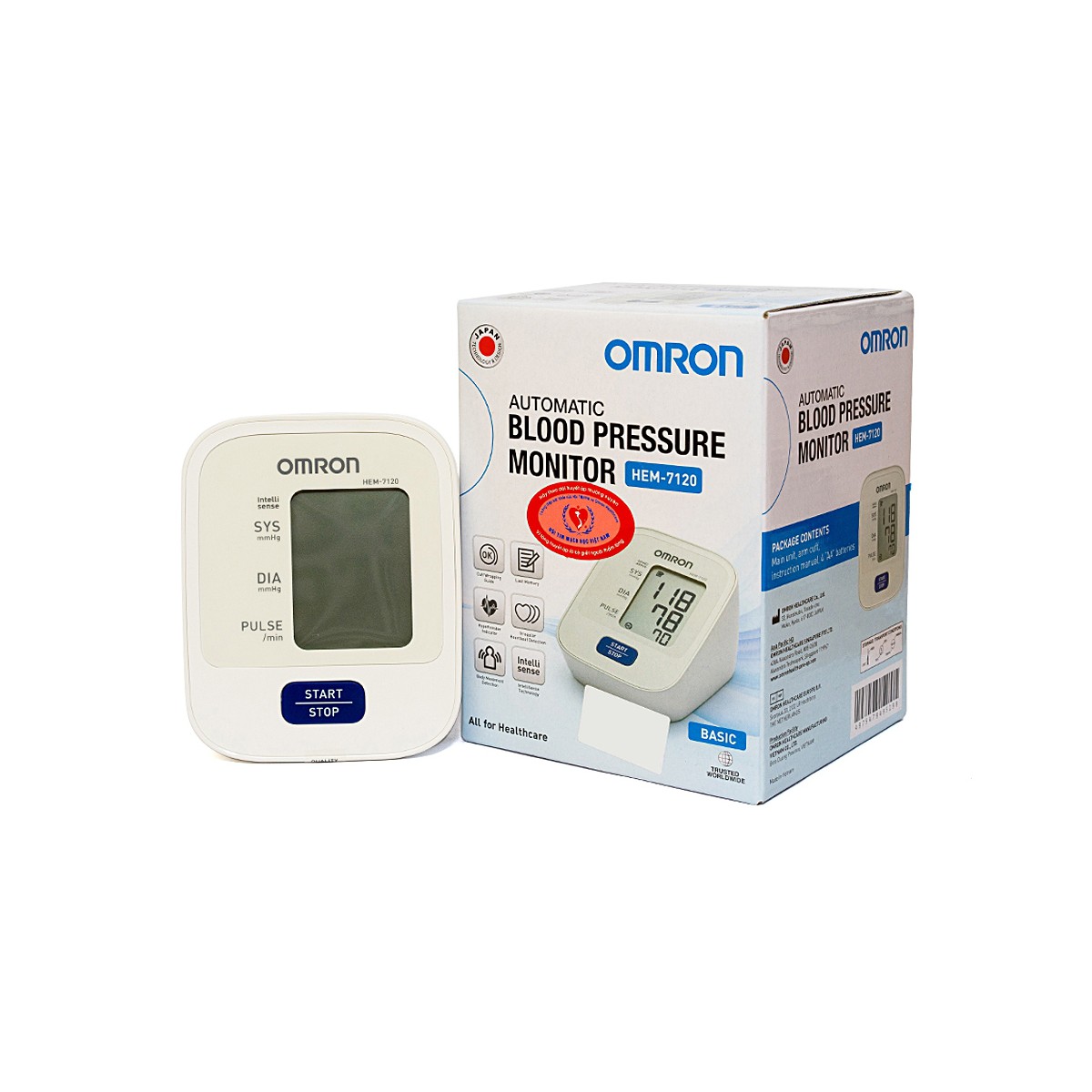 Máy đo huyết áp bắp tay OMRON HEM 7120 công nghệ Intellisense mới tự động hoàn toàn (NHẬT BẢN)