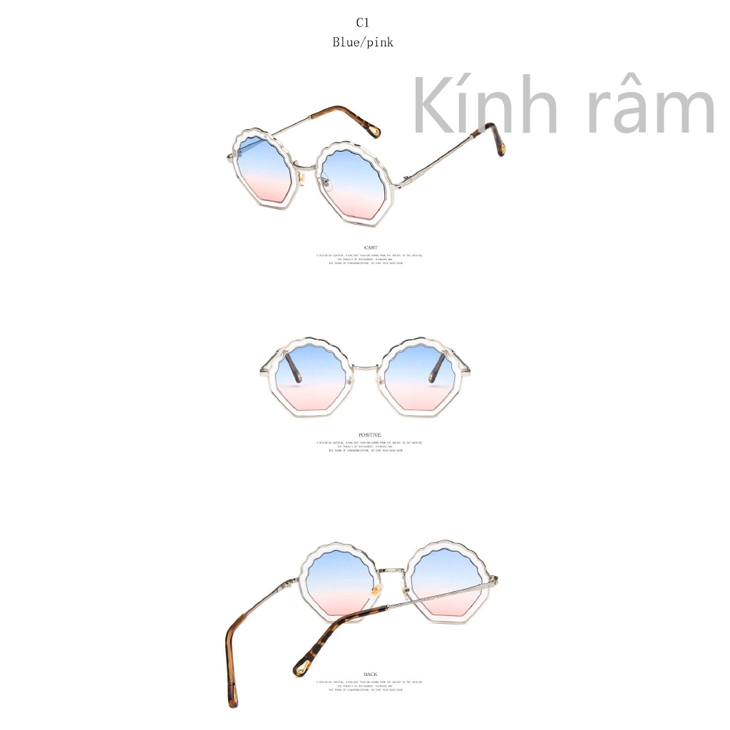 Kính mát gọng hình đa giác phong cách cổ điển thời trang cho nữ