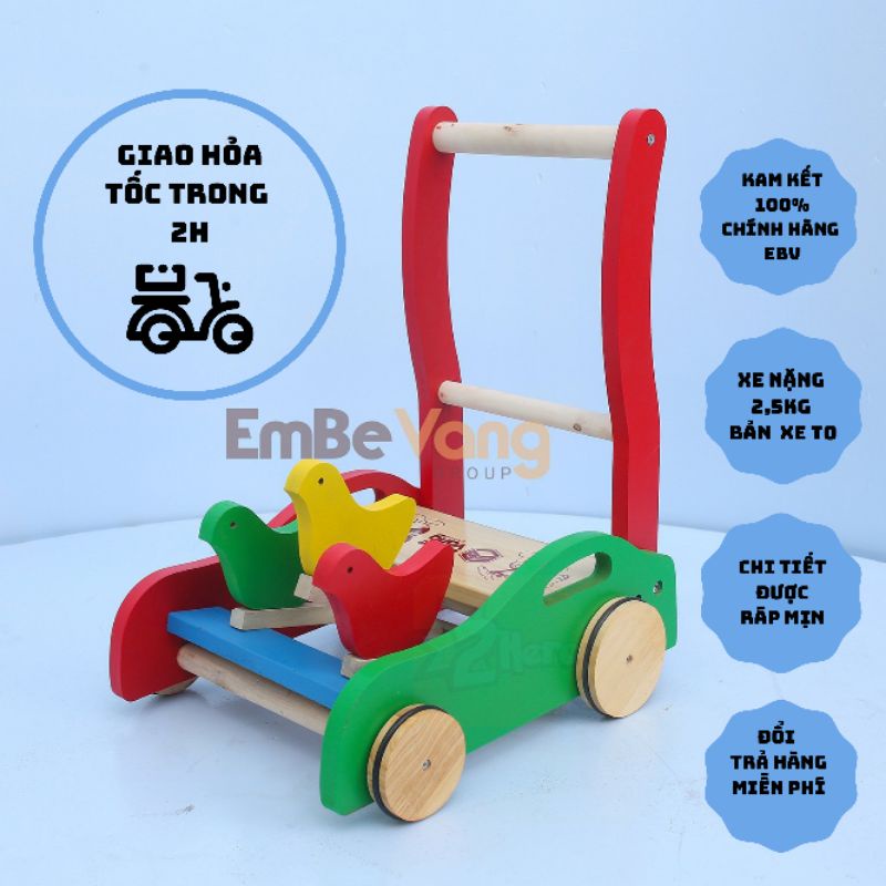 ⚡𝐅𝐑𝐄𝐄𝐒𝐇𝐈𝐏⚡Xe tập đi cho bé mẫu Ô TÔ GỖ AN TOÀN Hiệu Em Bé Vàng