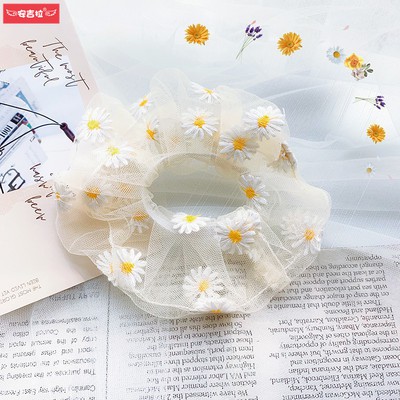 Dây cột tóc hoa cúc, dây buộc tóc bằng vải lưới in hình 3D  bi nhí dễ thương Queen