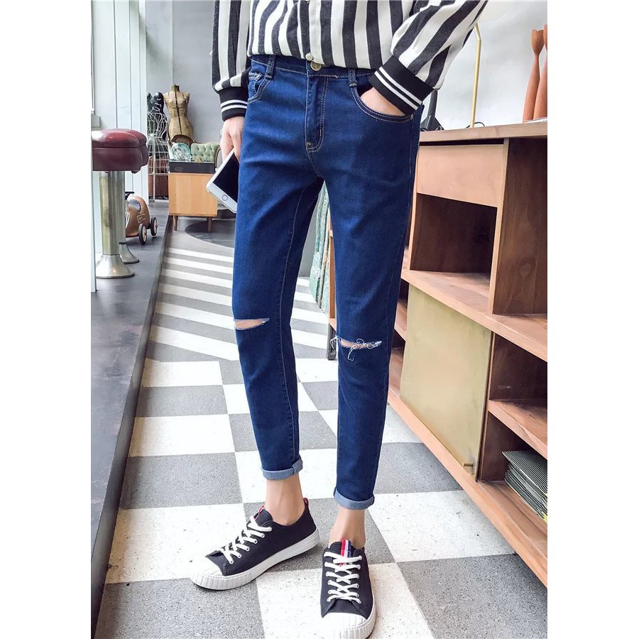 Quần Jean Nam Cotton Co Giãn Mềm Mịn Phom Ôm Dáng Hàn | BigBuy360 - bigbuy360.vn