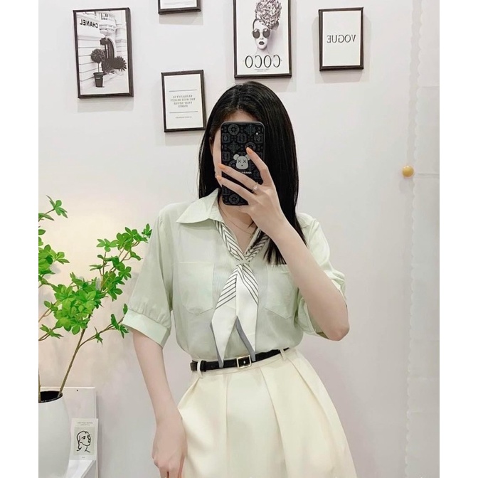 Sơ mi Tay Kiểu Kèm Khăn Lụa 4 Màu AN0171 VIIA DESIGN