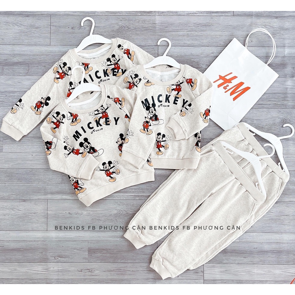 Đồ bộ bé trai nỉ da cá Mickey hàng xuất xịn chất nỉ mềm đẹp không bai xù