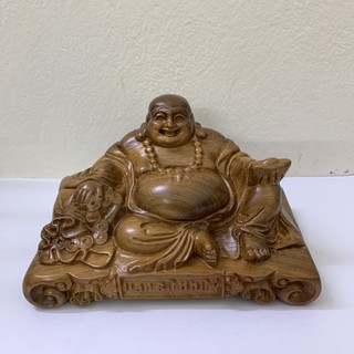 Tượng Di Lặc Ngồi Đế Cuốn Gỗ B\ach X\anh Gỗ Hương Để Taplo Ô Tô Bàn Làm Việc