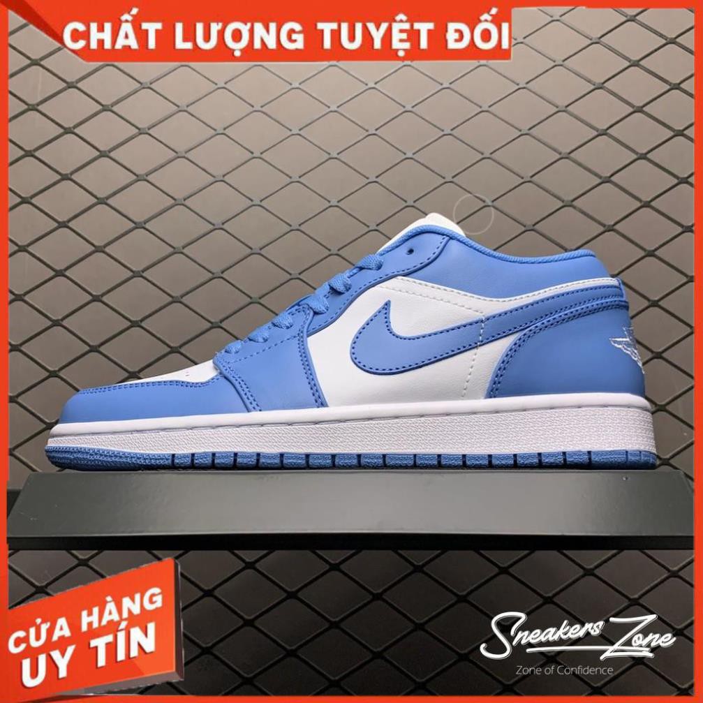sale (FREESHIP+HỘP+QUÀ) Giày thể thao AIR JORDAN 1 Low SB UNC thấp cổ màu xanh trắng cực đẹp SALE 20% $ . . .