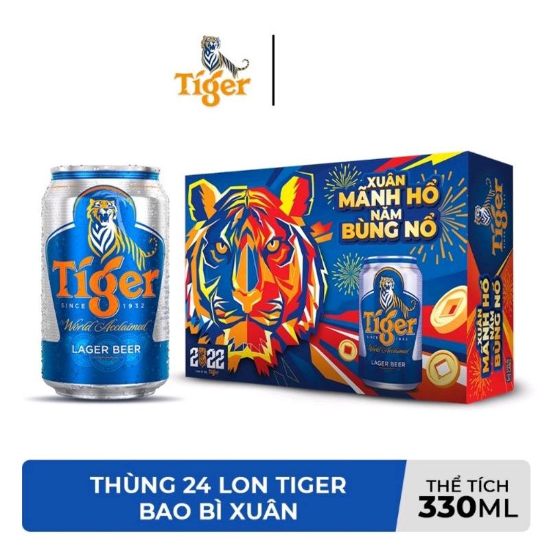 [Gò Vấp Giao Hỏa Tốc] Thùng bia TIGER 24 lon bao bì xuân 2022