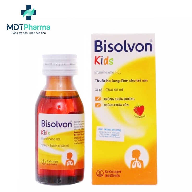 Siro ho long đờm BISOLVON Hương dâu Chai 60ml