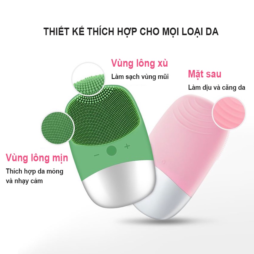 Máy rửa mặt massage mini silicon cầm tay cao cấp Ultral SONIC , Máy matxa rửa mặt