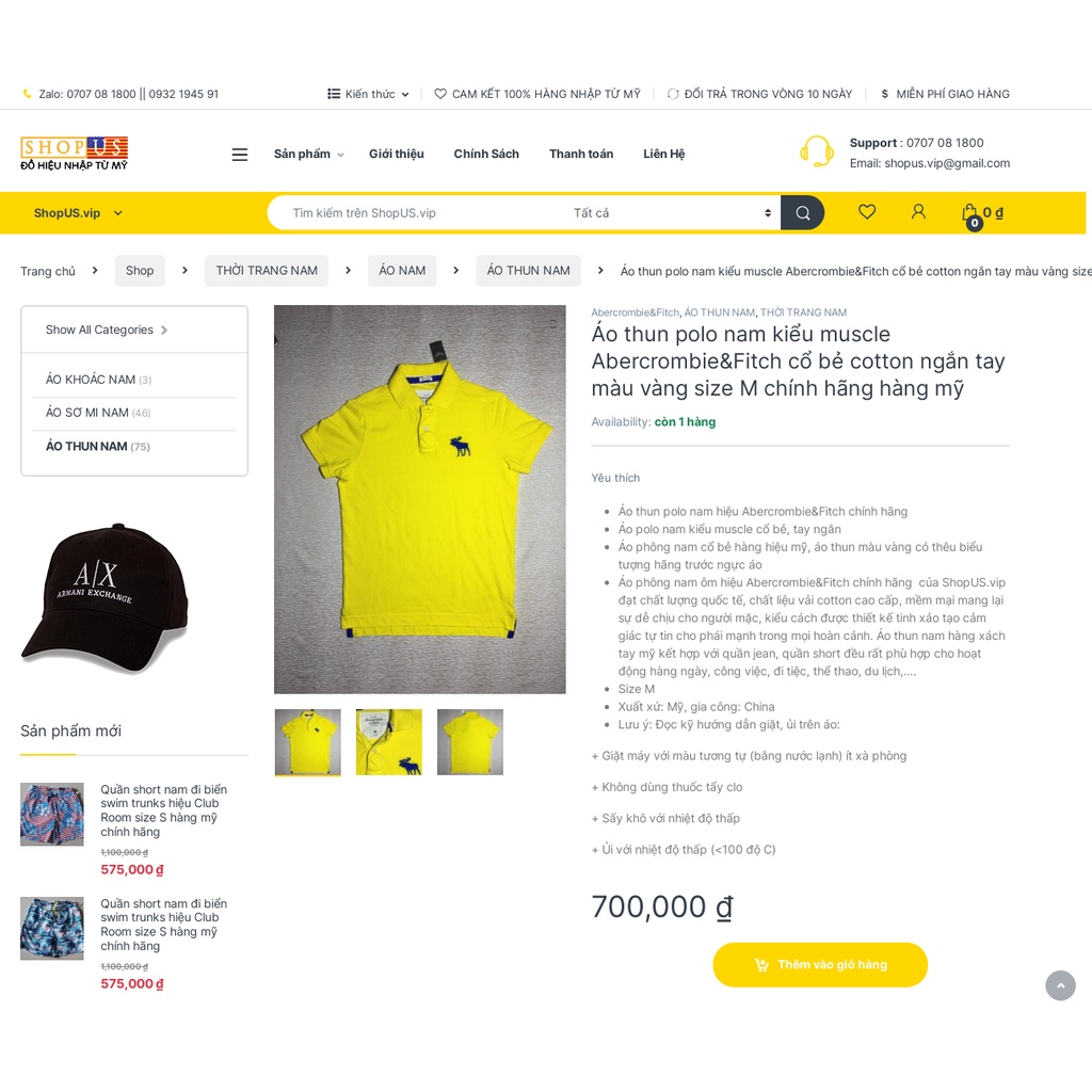 Áo thun polo Abercombie & Fitch Big Moose màu vàng B00FN55Z1Q