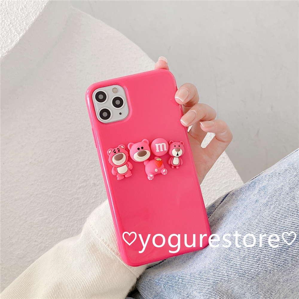 Funny Lotso Huggin Bear Candy Colors Soft Phone Case Cover for iPhone 12 Mini 12 Pro Max 11 Pro Max X XS XR XSMax 8 7 Plus SE 2020