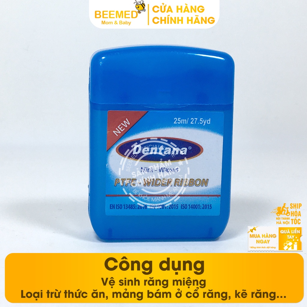 Chỉ nha khoa Dentana hương bạc hà - Chỉ cuộn kẽ xỉa răng vệ sinh chăm sóc răng miệng sau bữa ăn