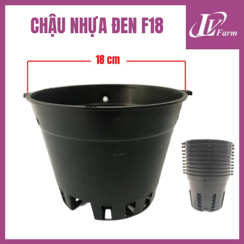 Chậu Nhựa Đen F18 Trồng Hoa Lan, Cây Cảnh - Phi 18cm