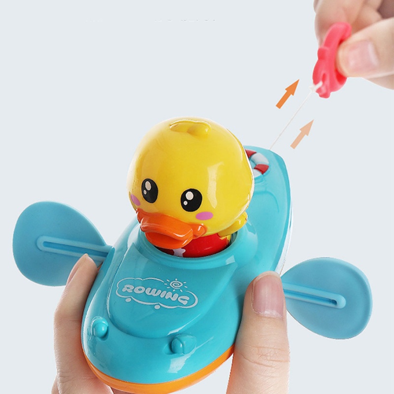 WMMB 1Set ABS Bath Shower Swim Duck Yacht Toy Interactive Water Playing Kit Pull String Water Toy Sand Toy Outdoor Beach Toy