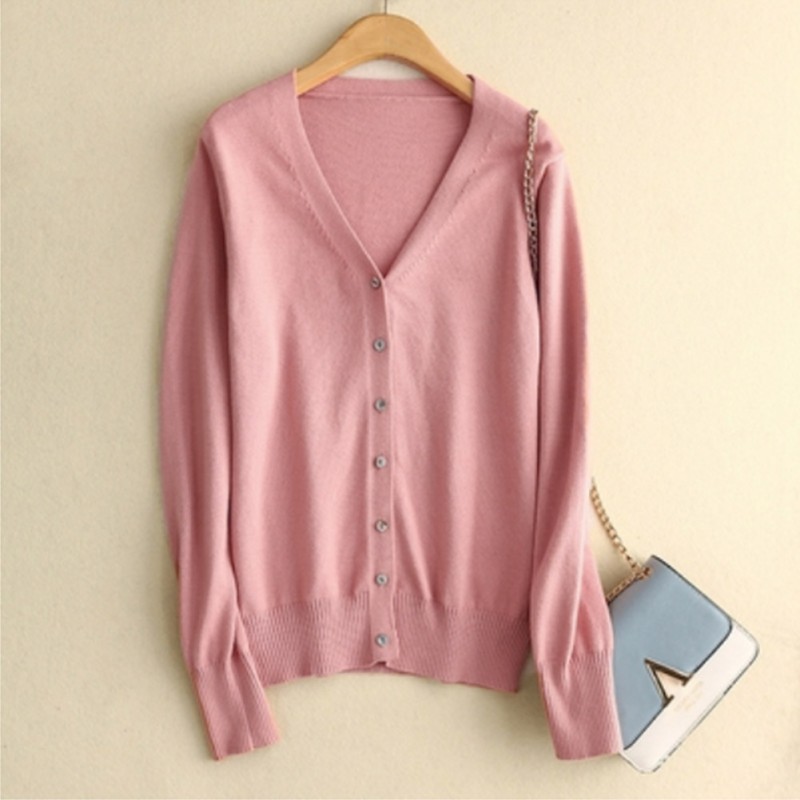 Áo khoác Cardigan dệt kim màu trơn phối nút thời trang