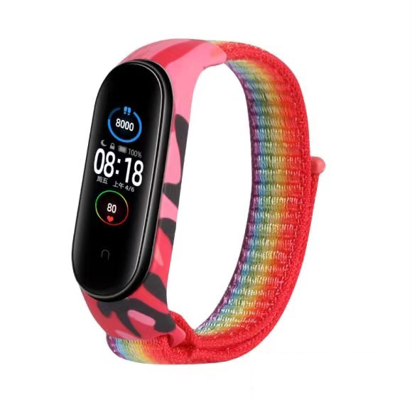 Dây đeo nylon họa tiết rằn ri thay thế cho Xiaomi Mi Band 5 Miband 6 5 4 3