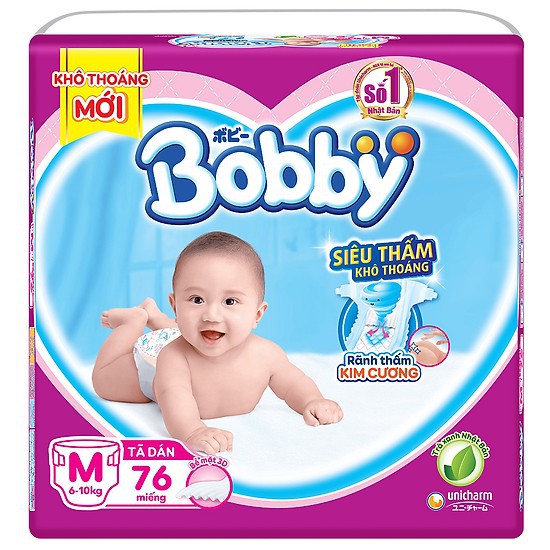 Tã dán Bobby siêu mỏng XXL56/XL62/L68/M76 (Mẫu trà xanh)