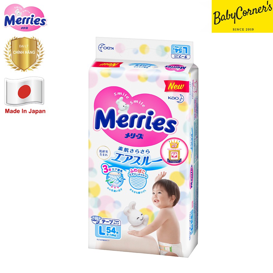 [CHÍNH HÃNG] TÃ DÁN/ TÃ QUẦN MERRIES NEWBORN 90 , S82, M64, M58, L54, L44, XL44, XL38, XXL26