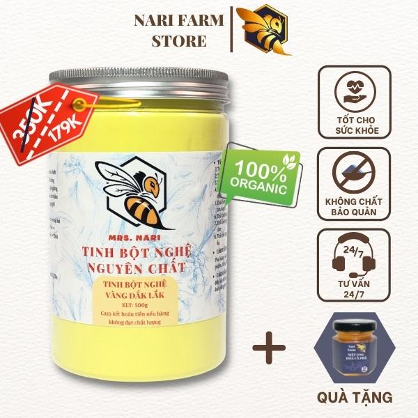 Tinh bột nghệ nguyên chất 50g - 500g Nari Farm chữa bệnh đau dạ dày làm đẹp da làm mặt nạ kết hợp mật ong nguyên chất