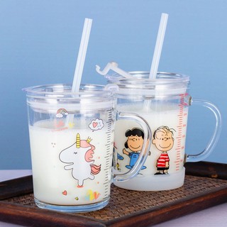 SET 2 Cốc chia vạch ml, KÈM nắp chống tràn và ống hút
