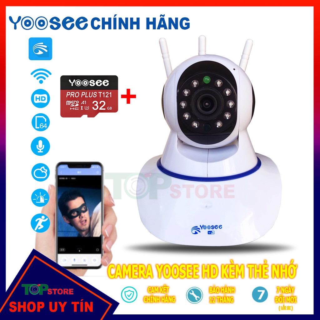 CAMERA WIFI YOOSEE 3 RÂU HD QUAN SÁT RÕ NGÀY ĐÊM, KÈM THẺ NHỚ