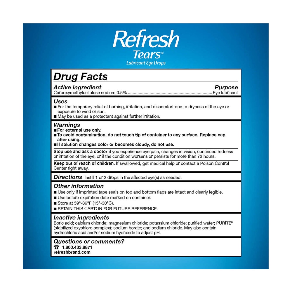 Nhỏ mắt Refresh Tears Lubricant Eye Drops Multi-Pack, 65 ml của Mỹ