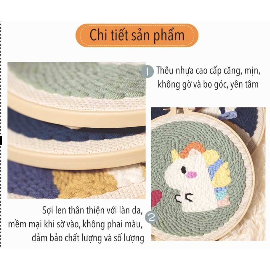 Bộ Len Xù Phong Cách Chibi- Punch Needle- Có Video Hướng Dẫn Cho Người Mới Bắt Đầu