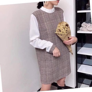 Váy kẻ pha sơ mi