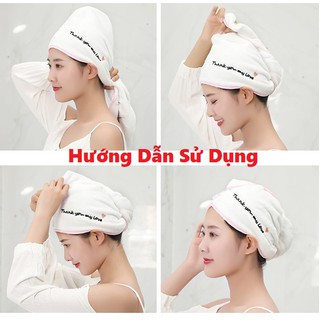 Combo 2 Khăn Ủ Tóc. Khăn Lau Tóc Đa Năng Siêu Thấm