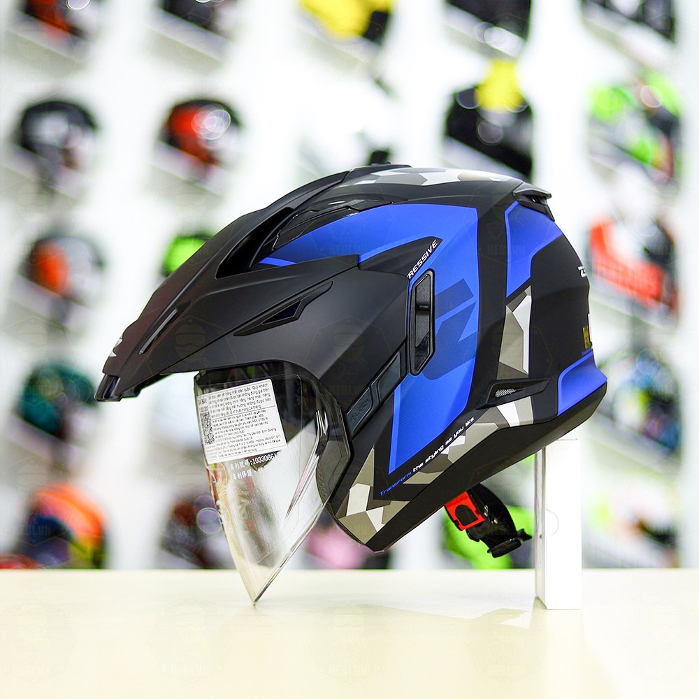 Mũ 3/4 2 Kính Zeus 613B Camo Xanh Nhám Tặng Kèm Mái Che Có Thể Tháo Rời