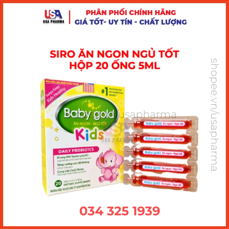 SIRO BABY GOLD KIDS giúp bé ăn ngon ngủ tốt bé thông minh - Hộp 20 ống