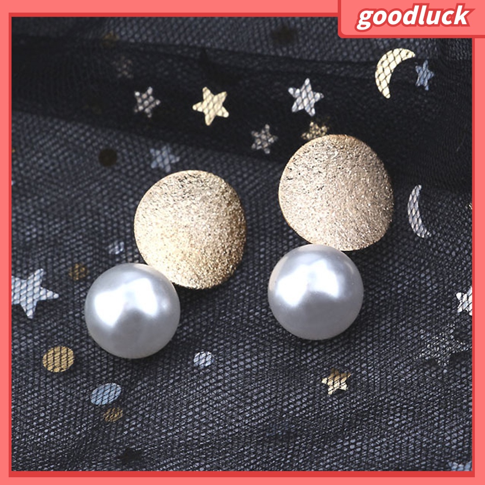 Khuyên Tai Nữ Mặt Tròn Gắn Ngọc Trai Đơn Giản Thời Trang